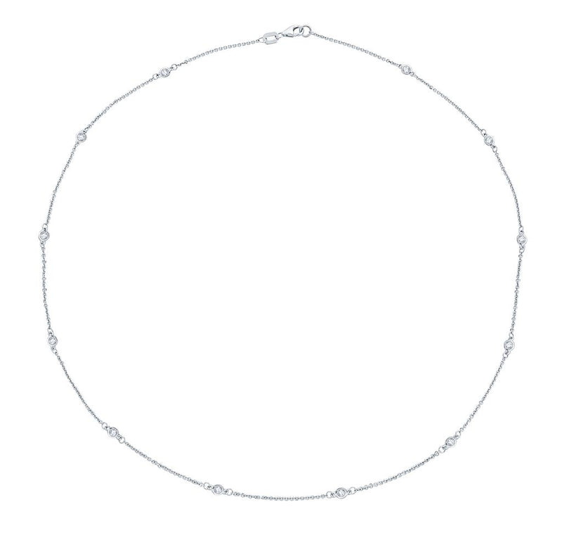 1.25ctw Lab-Grown Diamond Station Necklace, 18" - White Gold