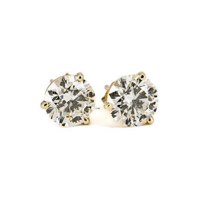 3.04ctw Round Diamond Stud Earrings - 14k Yellow Gold