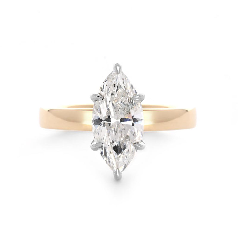 2.53ct Marquise Diamond Engagement Ring, 3mm - 14K Multi-Tone Gold