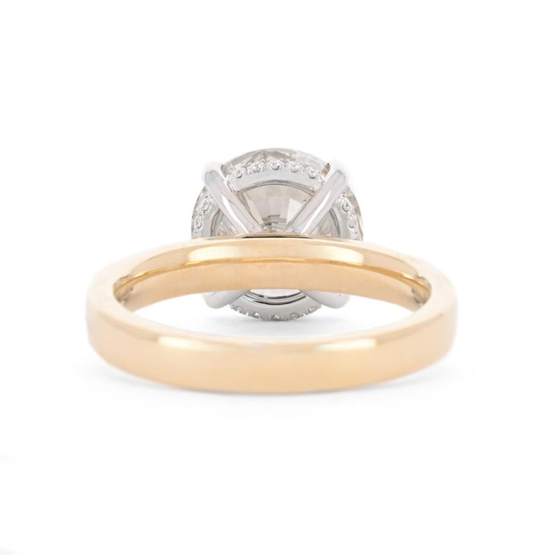 3.83ctw Round Diamond Engagement Ring, 3mm - 14K Multi-Tone Gold