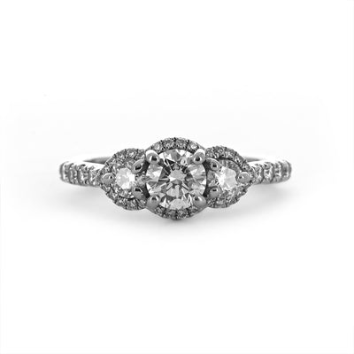 1.29ctw Three-Stone Diamond Engagement Ring - White Gold