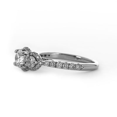 1.29ctw Three-Stone Diamond Engagement Ring - White Gold