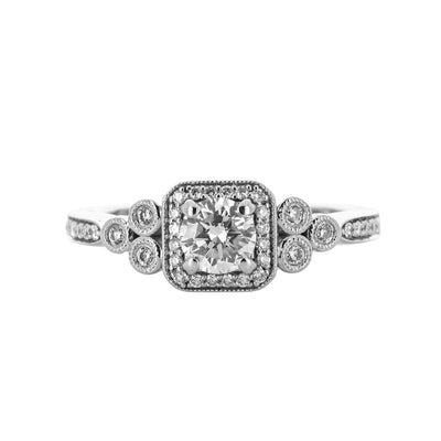 0.66ctw Diamond Engagement Ring - Square Halo