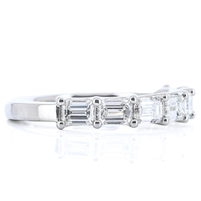 1.64CTW Emerald Diamond Band - East/West - 950 Platinum