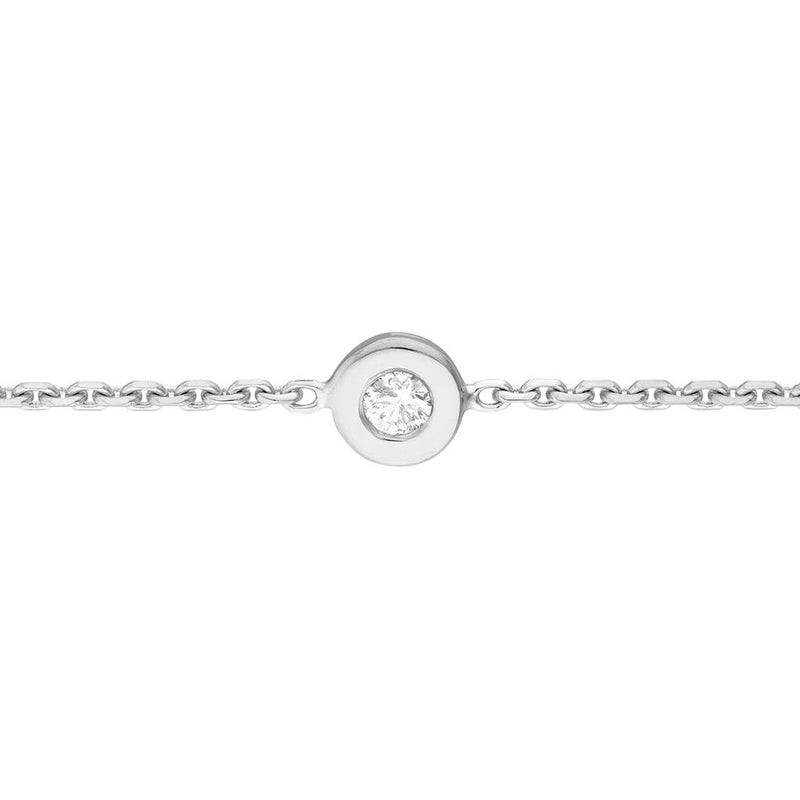 0.03ct Round Diamond Bezel Choker - White Gold