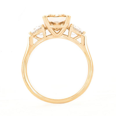 3.36ctw Radiant Fancy Yellow Lab-Grown Three-Stone Diamond Engagement Ring - 14K Yellow Gold