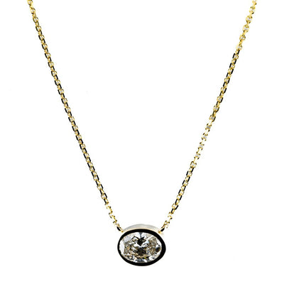 1.79ct Lab-Grown Oval Diamond Bezel Pendant, 18” – 14K Yellow Gold