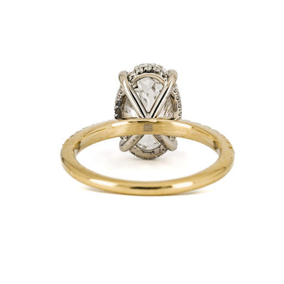 3.4ctw Oval Cut Solitaire Lab-Grown Diamond Engagement Ring, Pave Diamond Band - 14k Yellow Gold - Size 6.5