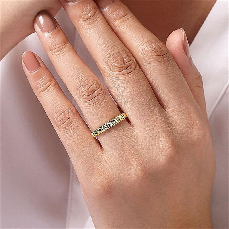 Geometric "Pyramid" Stackable Band - 14k Yellow Gold