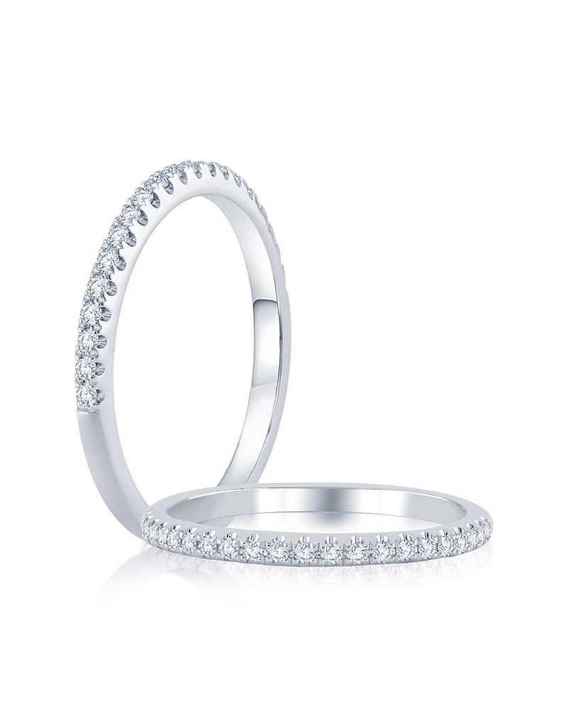 0.16ctw Diamond Straight Band, Size 6.5 – 14K White Gold