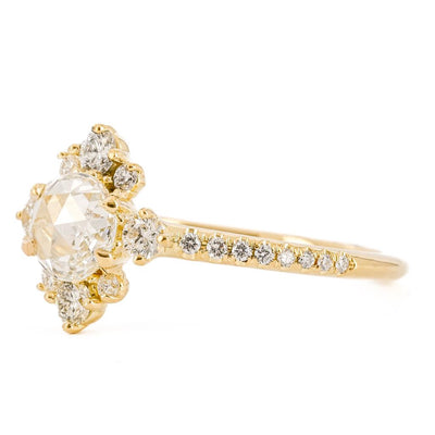 1.02CTW Rose Diamond Engagement Ring - 18K Yellow Gold