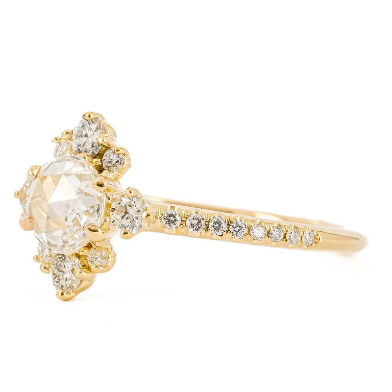 1.02CTW Rose Diamond Engagement Ring - 18K Yellow Gold