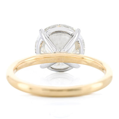 3.54CT Round Diamond Engagement Ring - Solitaire - 14K Yellow Gold + White Gold