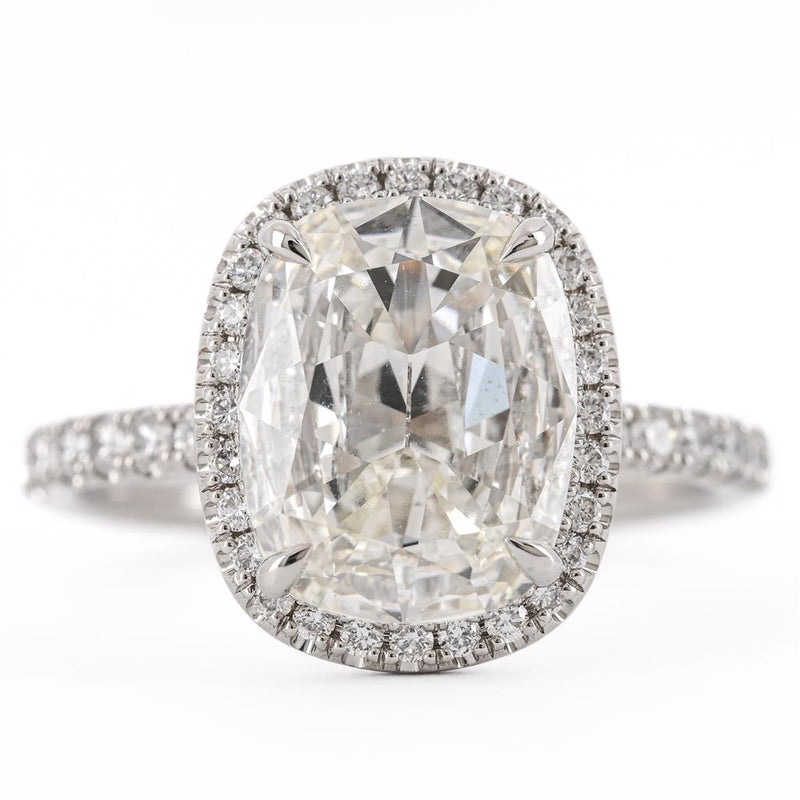 3.34CTW Cushion Engagement Ring - Halo - 950 Platinum