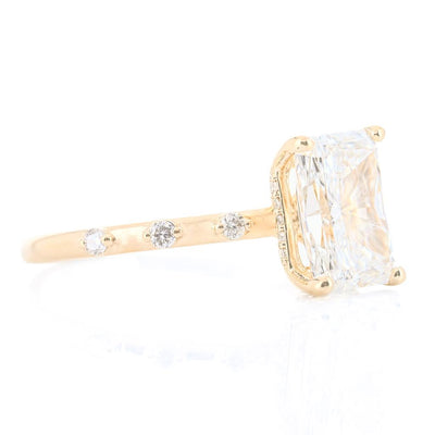 2.07CTW Radiant Lab Grown Diamond Engagement Ring - Hidden Halo + Sprinkle Band - 14K Yellow Gold