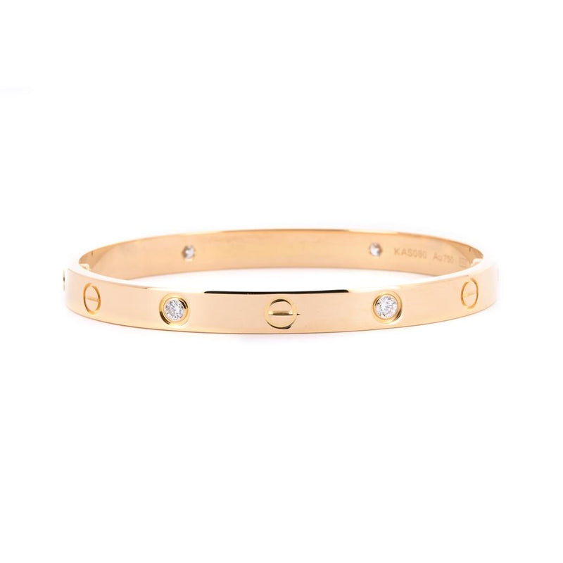 Cartier | 0.42ctw Love Bracelet, 4 Diamond, Size 17 - 18K Yellow Gold