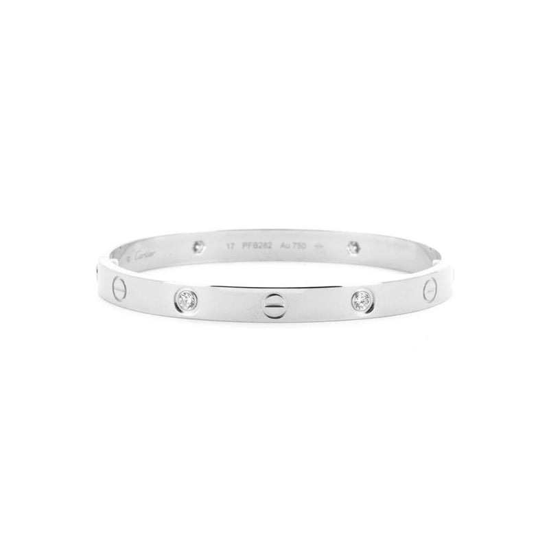 Cartier | 0.42ctw Love Bangle, 4 Diamond, Size 16 - 18k White Gold