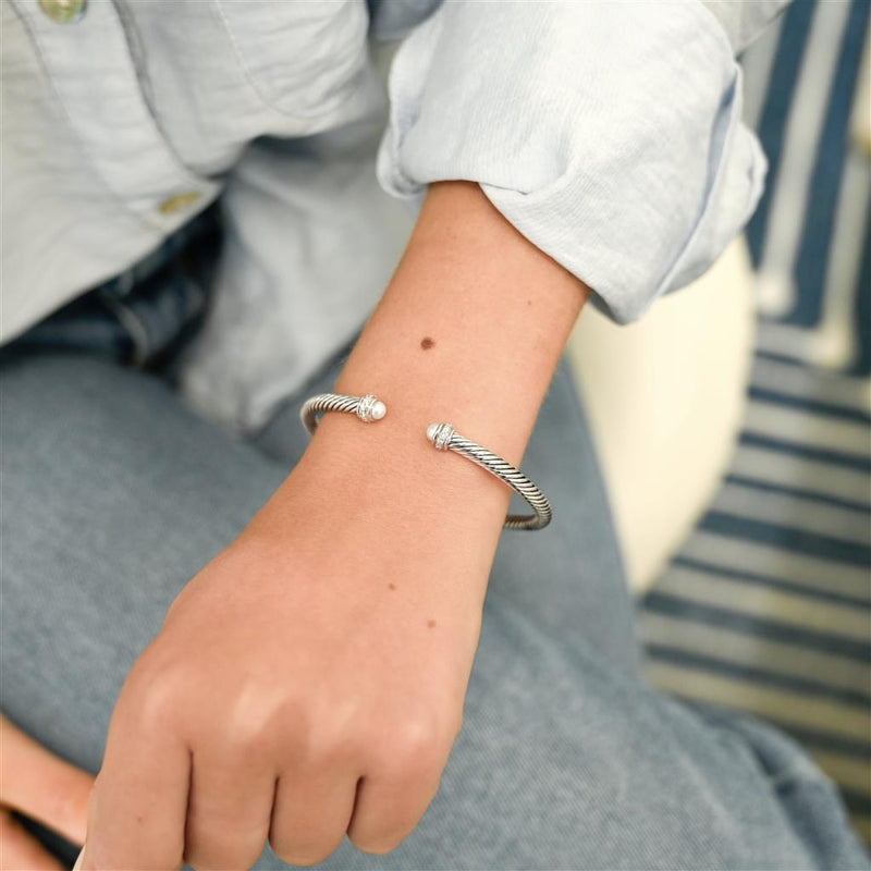 David Yurman | Classic Cable Bracelet - Diamond + Pearl, 6.75" - 925 Sterling Silver