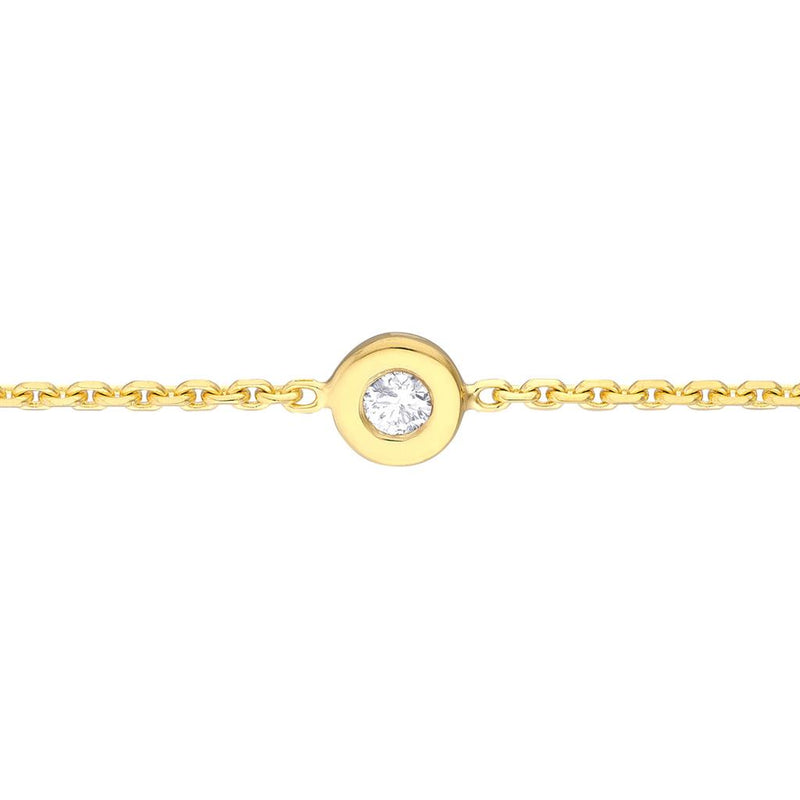 0.03ct Round Diamond Bezel Choker - Yellow Gold