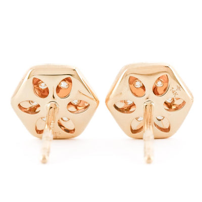 .33CTW Diamond Cluster Honeycomb Stud Earrings - 14K Yellow Gold