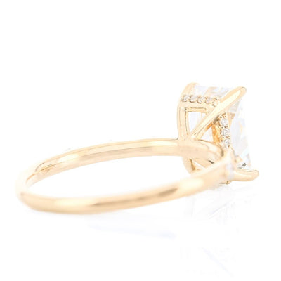 2.07CTW Radiant Lab Grown Diamond Engagement Ring - Hidden Halo + Sprinkle Band - 14K Yellow Gold