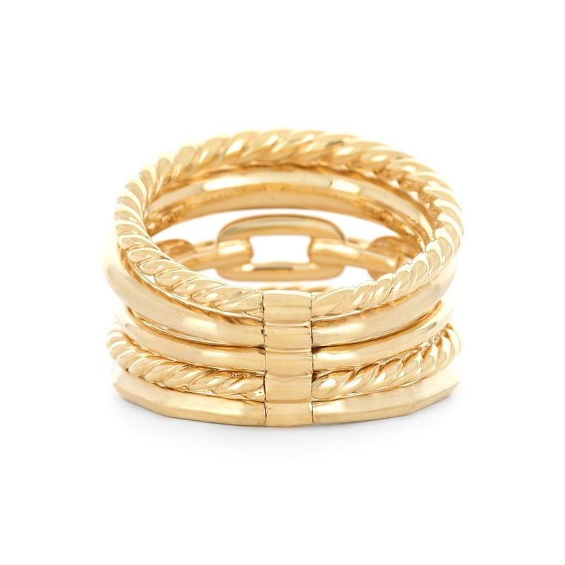 David Yurman 0.26ctw Stax Five Row Ring, Size 8.25 - 18k Yellow Gold