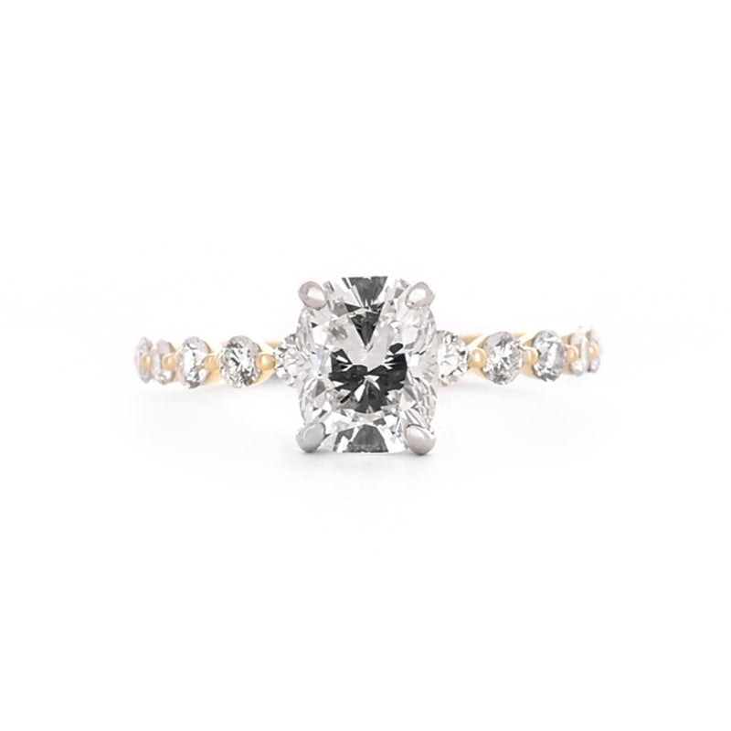 1.94ctw Cushion Diamond Engagement Ring - 14K Multi-Tone Gold