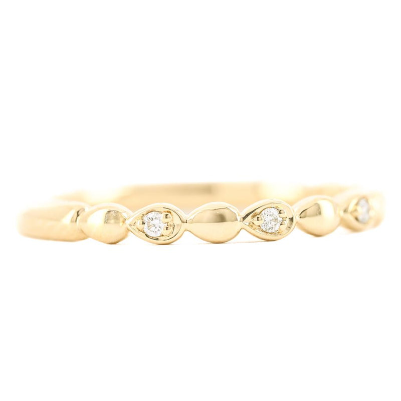 .04CTW Round Diamond + Gold Alternating Band- Bezel - 14K Yellow Gold