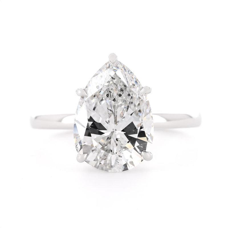 4.03ctw Pear Diamond Solitaire Engagement Ring - 14K White Gold