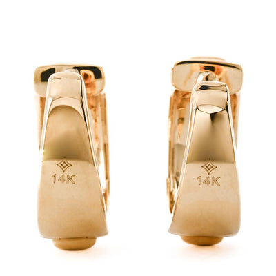 .39CTW Diamond Huggie Earrings - Fluted Center - 14K Yellow Gold
