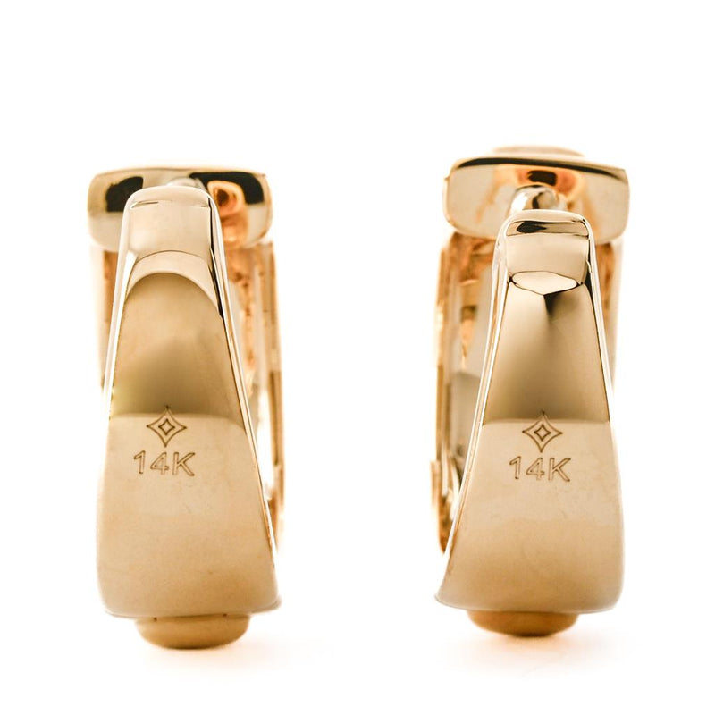 .39CTW Diamond Huggie Earrings - Fluted Center - 14K Yellow Gold