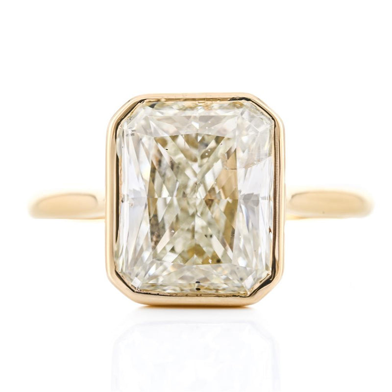 4.5CT Radiant Diamond Engagement Ring - Solitaire + Cathedral - 18K Yellow Gold