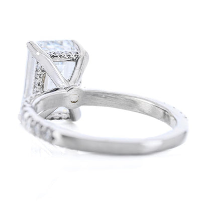 3.57 Emerald Lab-Grown Diamond Engagement Ring - Hidden Halo + Pavé - 950 Platinum