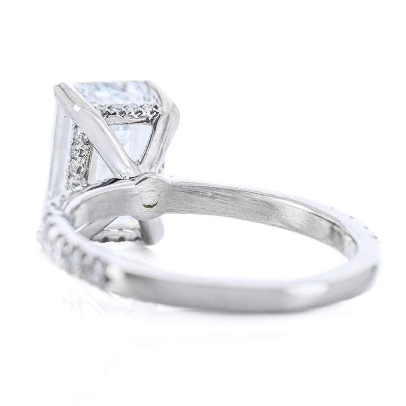 3.57 Emerald Lab-Grown Diamond Engagement Ring - Hidden Halo + Pavé - 950 Platinum