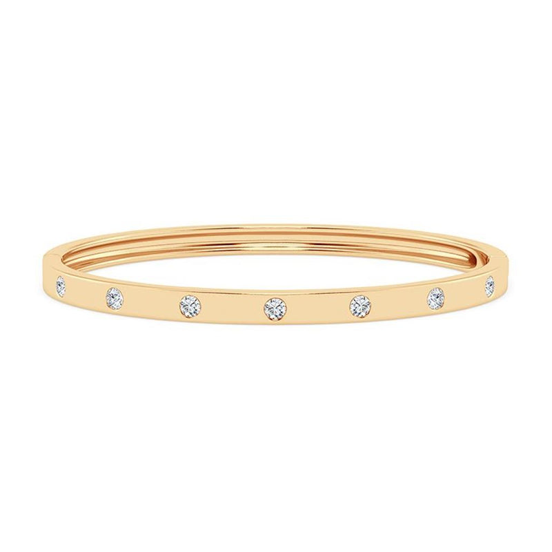 0.75ctw Round Diamond 7-Stone Bangle – 14K Yellow Gold