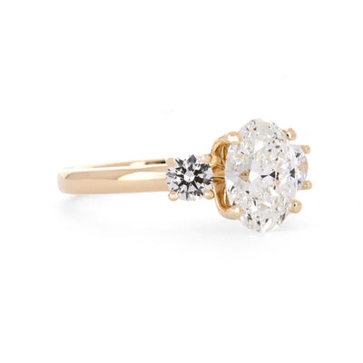 2.25ctw Oval Three-Stone Lab Grown Diamond Engagement Ring - 14K Yellow Gold