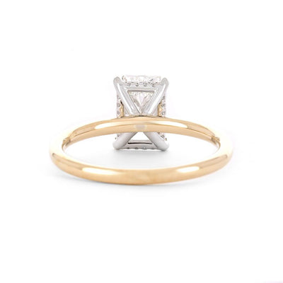 2.08ctw Radiant Lab Grown Diamond Engagement Ring, HIdden Halo - White Gold + Yellow Gold