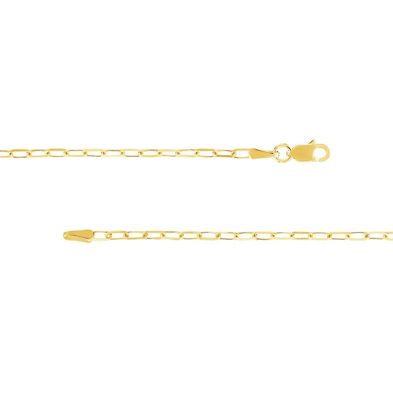 1.95mm Paperclip Bracelet, 7.25" - Yellow Gold