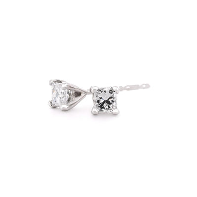 0.26ctw Princess Diamond Stud Earrings - 14K White Gold