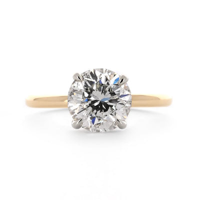 2.71ctw Round Diamond Engagement Ring - 14K Multi-Tone Gold