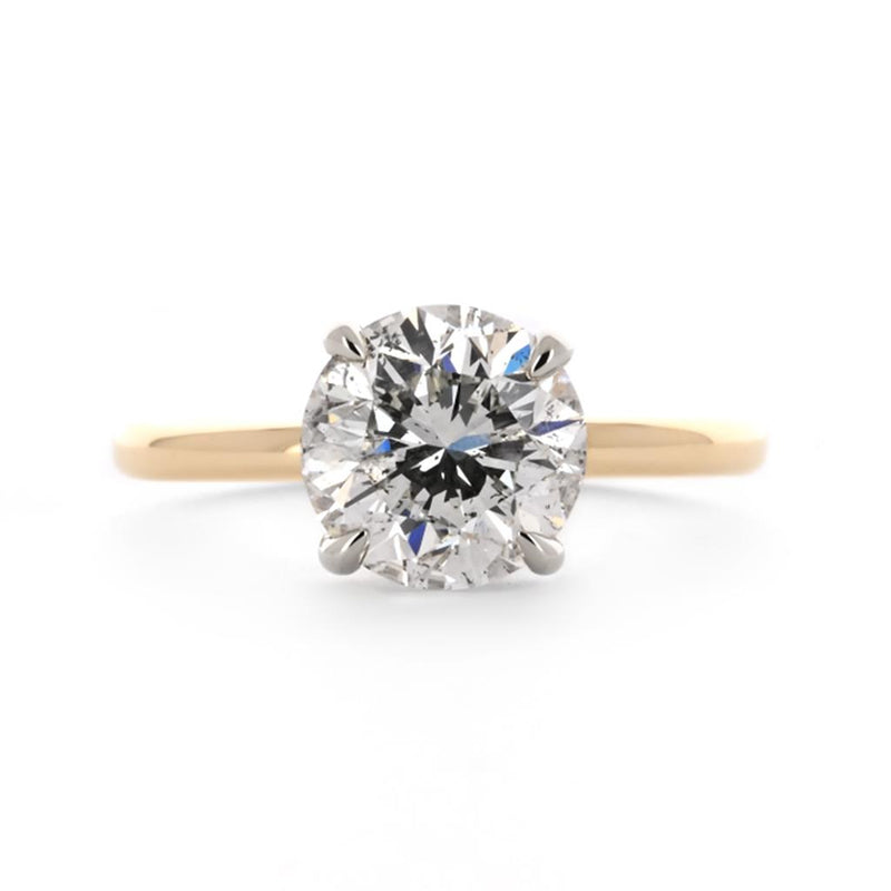 2.71ctw Round Diamond Engagement Ring - 14K Multi-Tone Gold