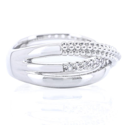 .33CTW White Sapphire Bujukan Criss Cross Ring, Size 6.5 - Sterling Silver