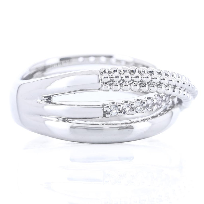 .33CTW White Sapphire Bujukan Criss Cross Ring, Size 6.5 - Sterling Silver