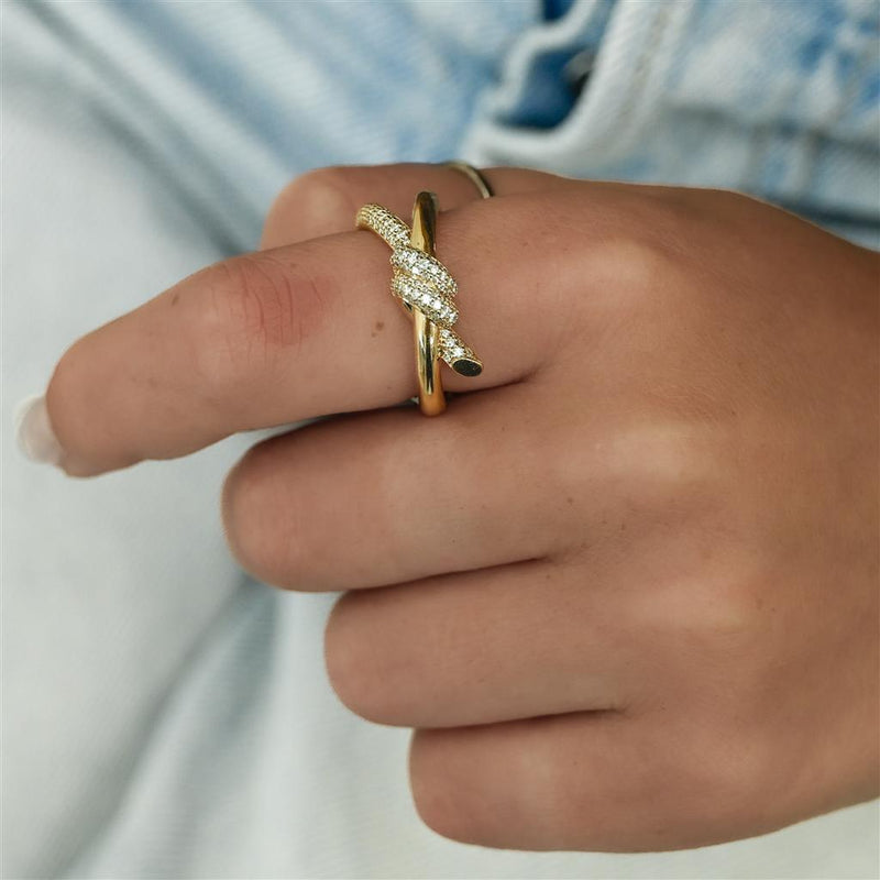 Tiffany & Co. | .33CTW Round Diamond Tiffany Knot Ring Size 6.5 - 18K Yellow Gold