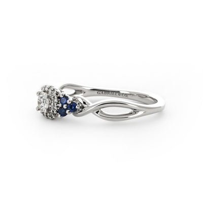 0.39ctw Sapphire & Diamond Engagement Ring + Halo