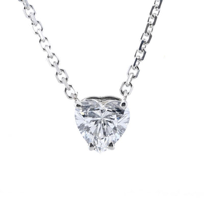1.0CT Heart Lab-Grown Diamond Pendant, Basket Setting, 18" - 14K White Gold