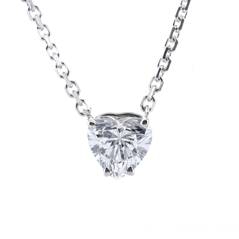 1.0CT Heart Lab-Grown Diamond Pendant, Basket Setting, 18" - 14K White Gold