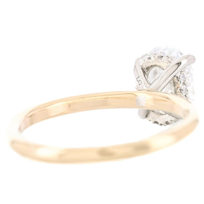 1.59CTW Oval Lab-Grown Diamond Engagement Ring - Hidden Halo + Solitaire - 14K Yellow Gold + 950 Platinum