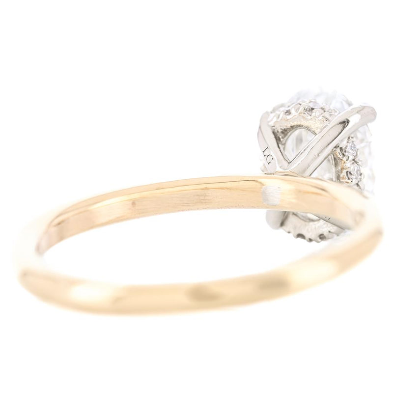 1.59CTW Oval Lab-Grown Diamond Engagement Ring - Hidden Halo + Solitaire - 14K Yellow Gold + 950 Platinum