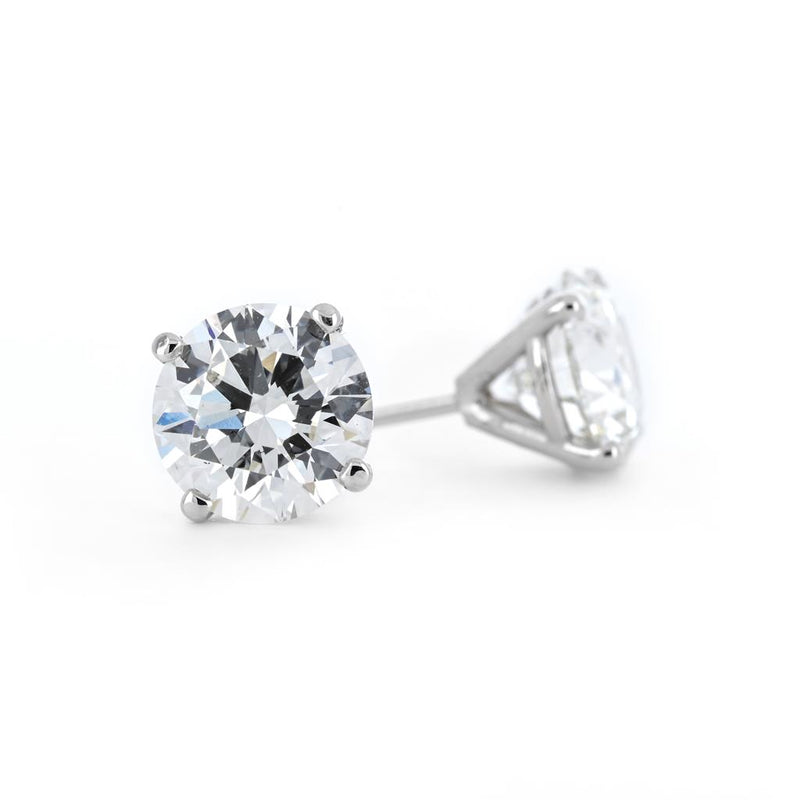 3.12ctw Round Lab Grown Diamond Studs, 4 Prong - 14K White Gold